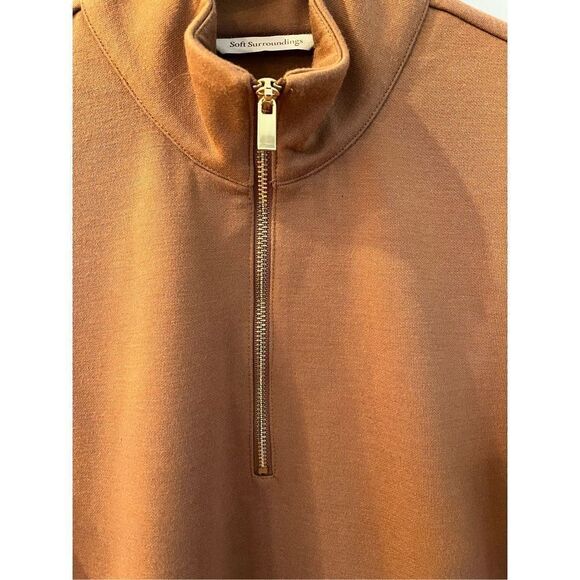 Soft Surroundings Camel Brown Zip Neck Tunic sz XS NWOT - Picture 4 of 7